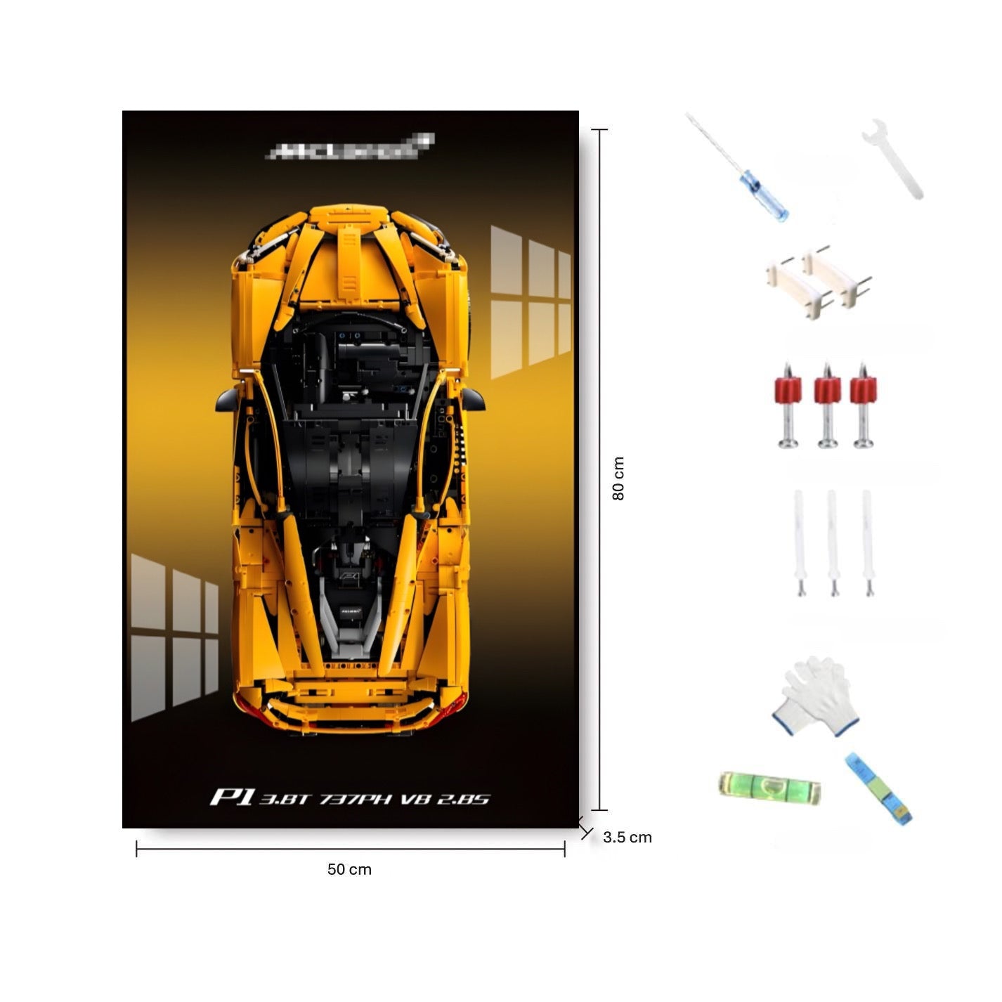 Decorative wall frame rack for 42172 McLaren P1  LED - 50x80cm - V4 (Car Not Included)