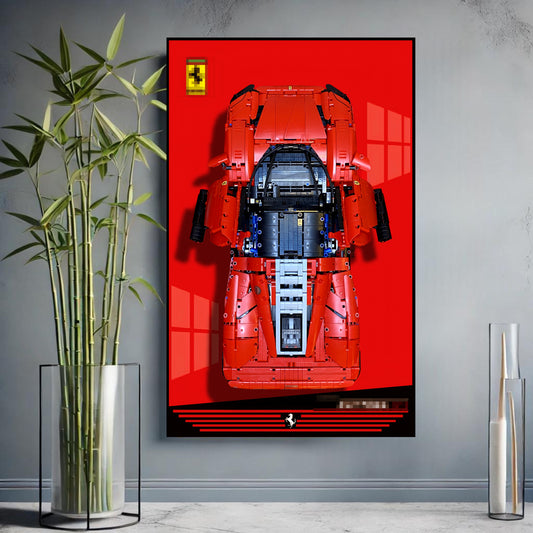 Decorative wall frame rack for 42143 Ferrari SP3 Normal (Without LED) - 50x80cm - V2 (Car Not Included)