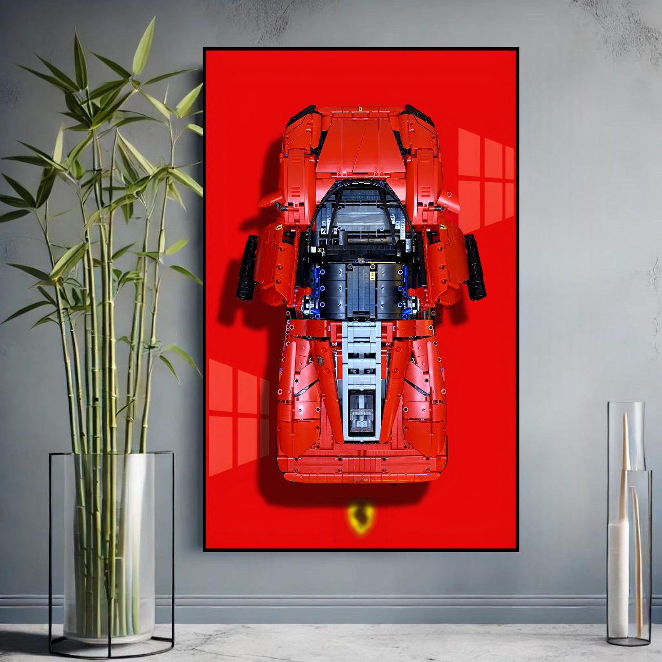 Decorative wall frame rack for 42143 Ferrari SP3 LED - 50x80cm - V4 (Car Not Included)