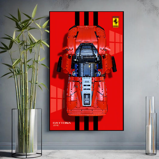 Decorative wall frame rack for 42143 Ferrari SP3 Normal (Without LED) - 50x80cm - V1 (Car Not Included)